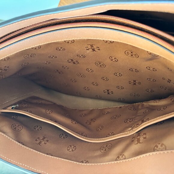 Tory Burch York Buckle Large Tote Leather Luggage/Camel/Tan - Picture 8 of 16